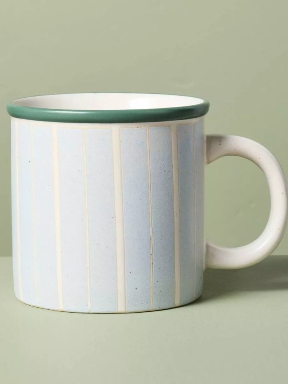 13.5oz Recycled‎ Ceramic Striped Mug Light Blue/Green - Hearth & Hand Magnolia